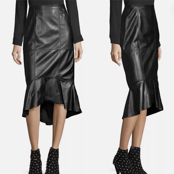 Alice + Olivia vegan leather midi skirt in black - Picture 1 of 2